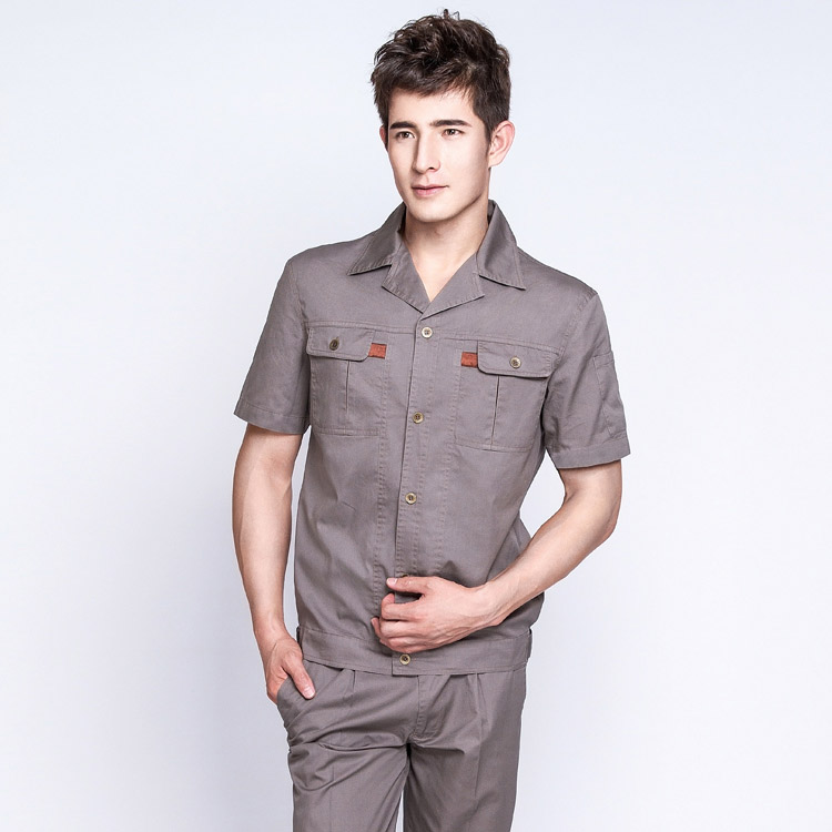 JC331OMD纯棉纱斜短袖工作服劳保服(套)